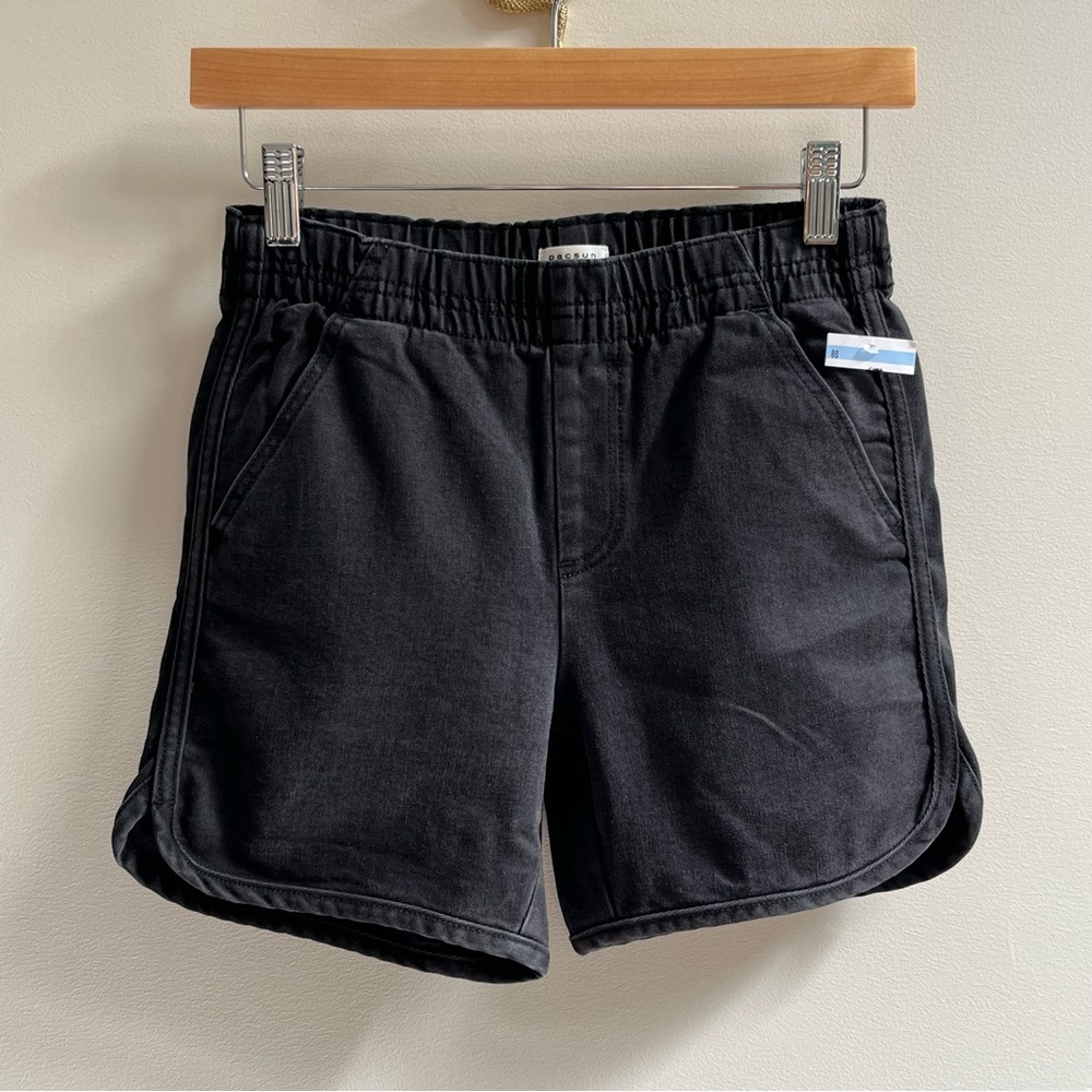 [pacsun] kids denim pull on shorts washed black 12